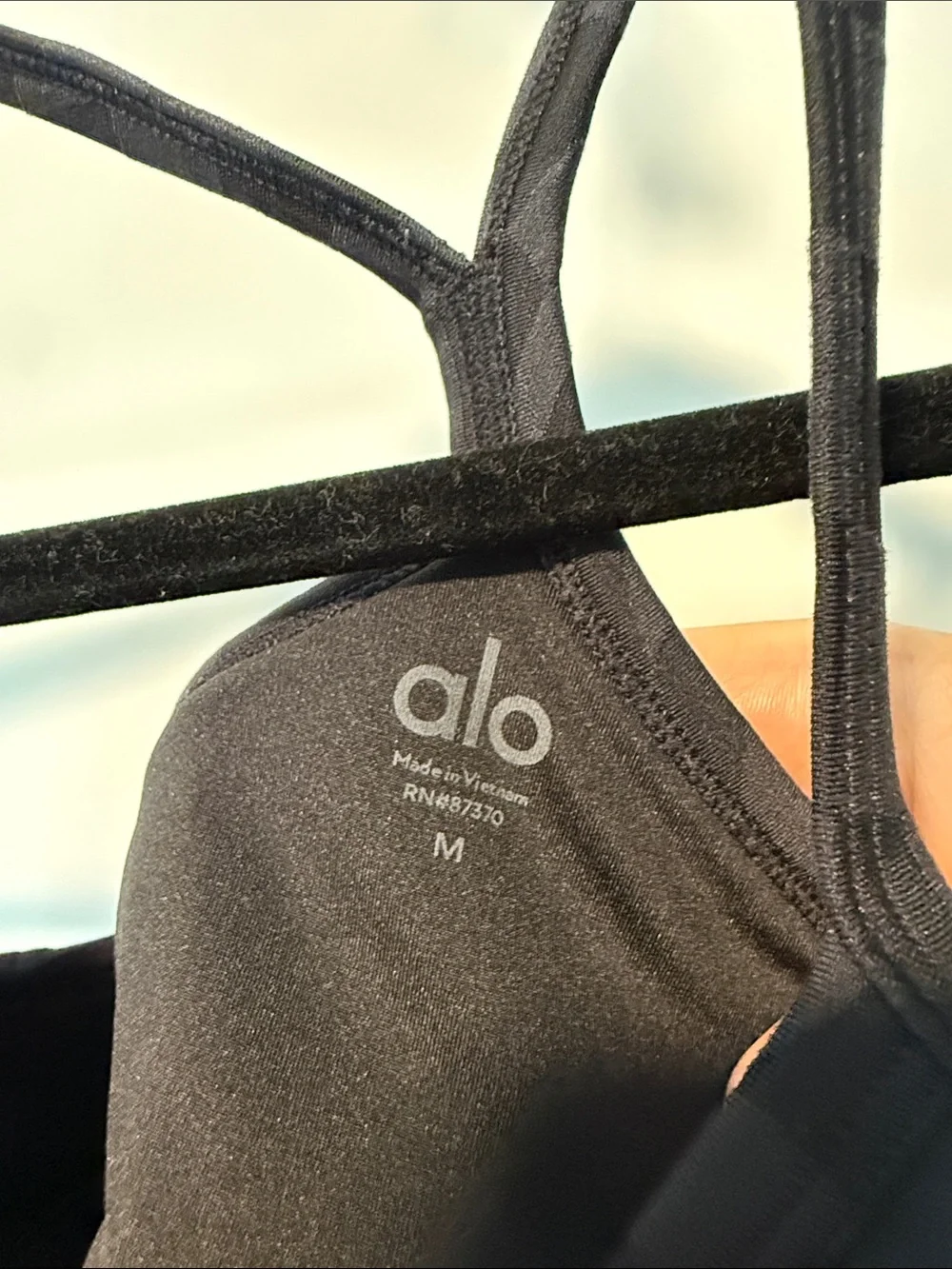 Alo Black Check-Pattern Sports Bra